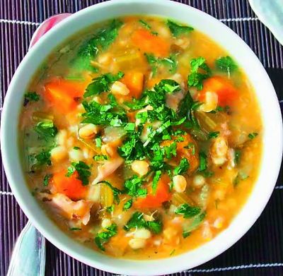 Barley and chicken soup